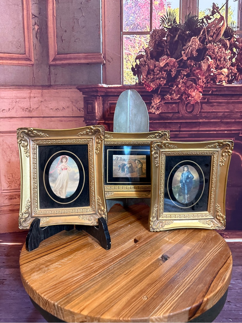 Faux Gold Ornate Triptych Picture Frame Set Classic Home Wall Little Boy Blue - Picture 6 of 11